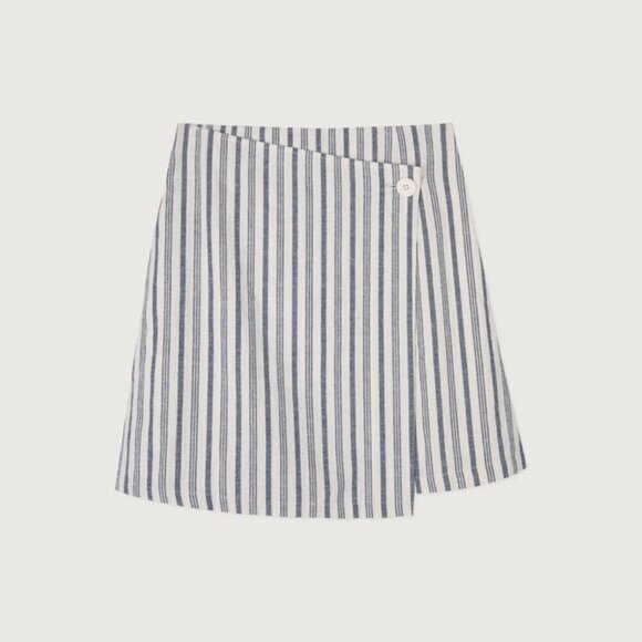 Oak + Fort High Waist Striped Button Wrap Skirt - Small - Picture 1 of 10